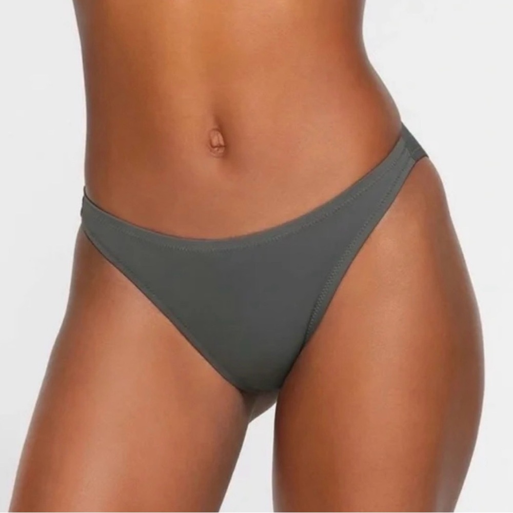 Skims Mid Waist Swim Bottom Gunmetal Gray Size Large